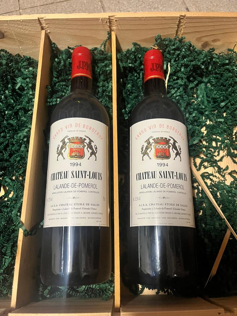 2x Château Saint-Louis 1994 -Topvulling - Lalande-de-Pomerol, Verzamelen, Ophalen of Verzenden, Nieuw, Frankrijk, Rode wijn