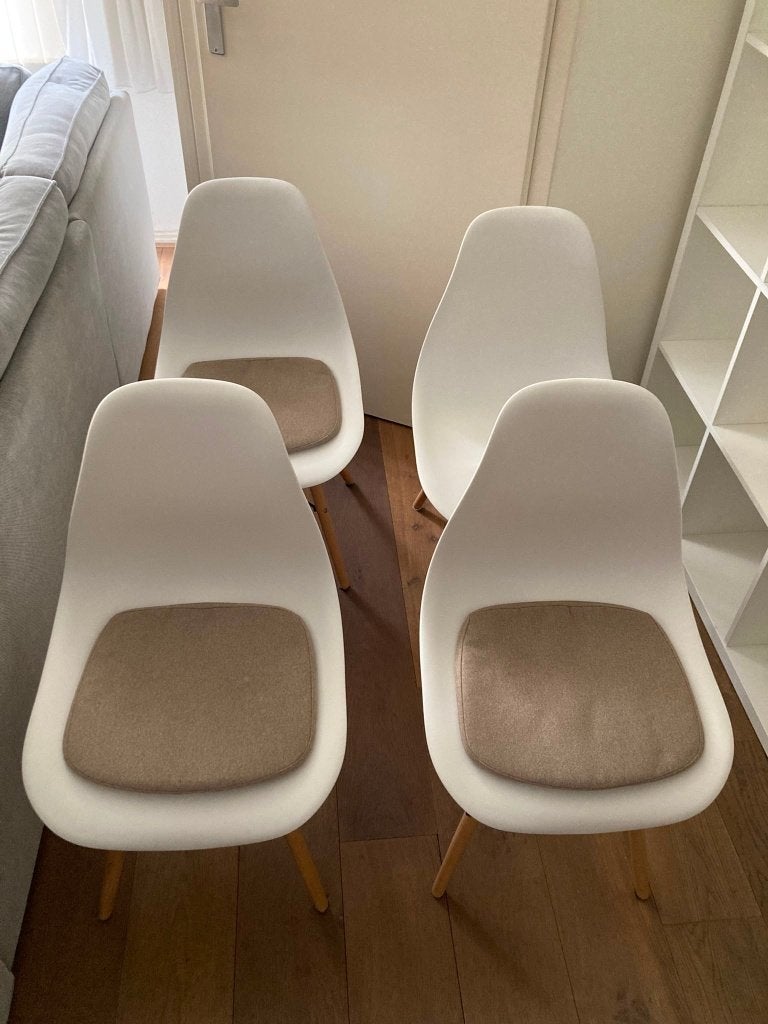 4 Eetkamerstoelen, Huis en Inrichting, Ophalen, Wit, Scandinavian, Vier