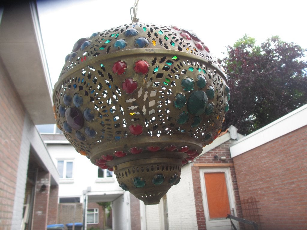 Oosterse Hanglamp - Kleurrijk en Sfeervol, Ophalen of Verzenden, Gebruikt, Glas, E27 (groot)