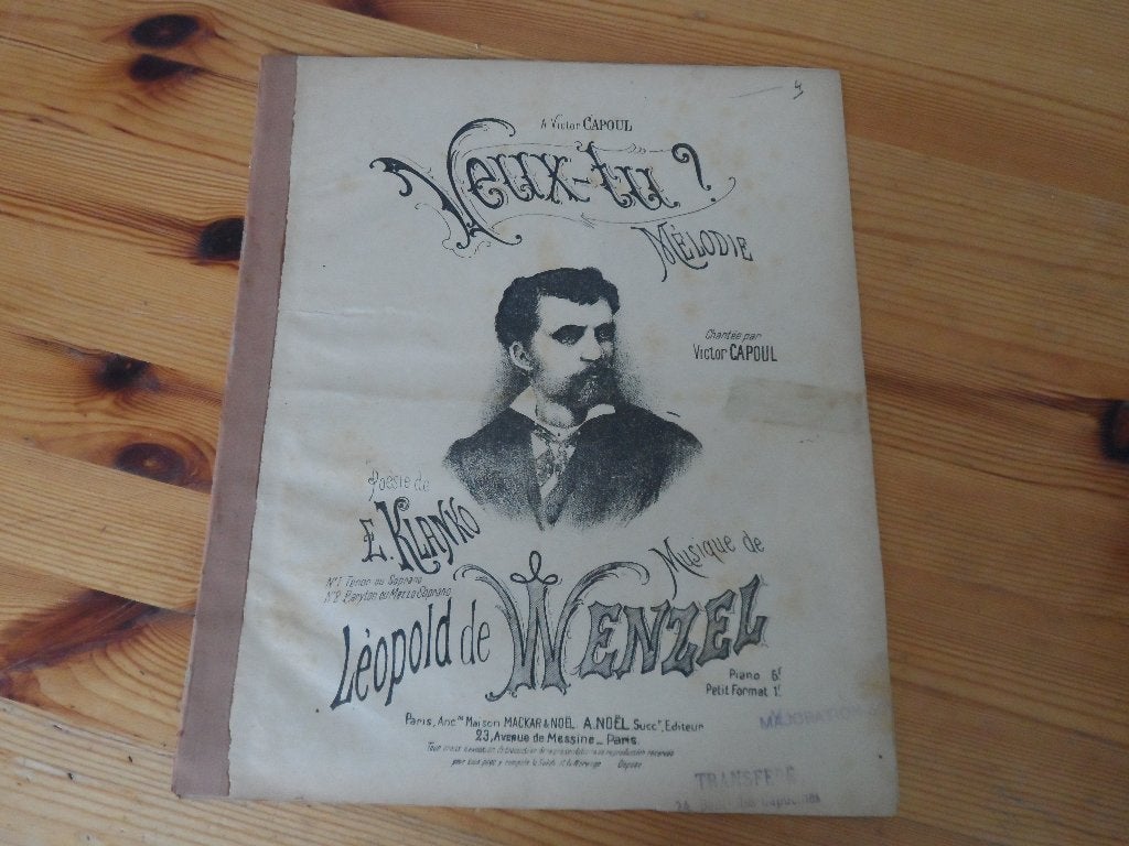 Veux tu - wenzel / klanko - victor capoul, Muziek en Instrumenten, Bladmuziek, Piano, Gebruikt, Ophalen of Verzenden, Artiest of Componist