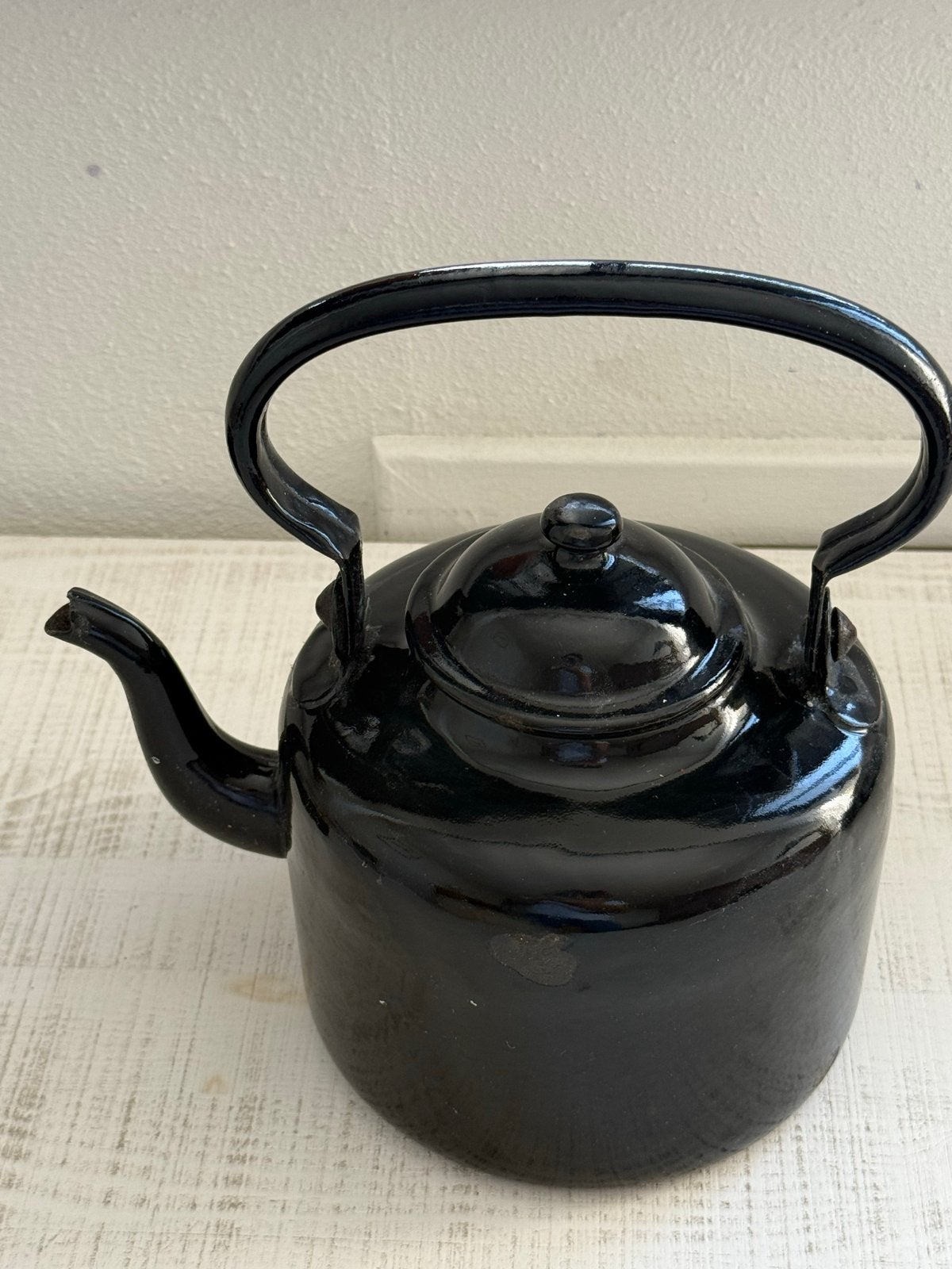 Vintage Zwarte Emaille Theepot / Waterketel, Antiek en Kunst, Antiek | Emaille, Ophalen of Verzenden