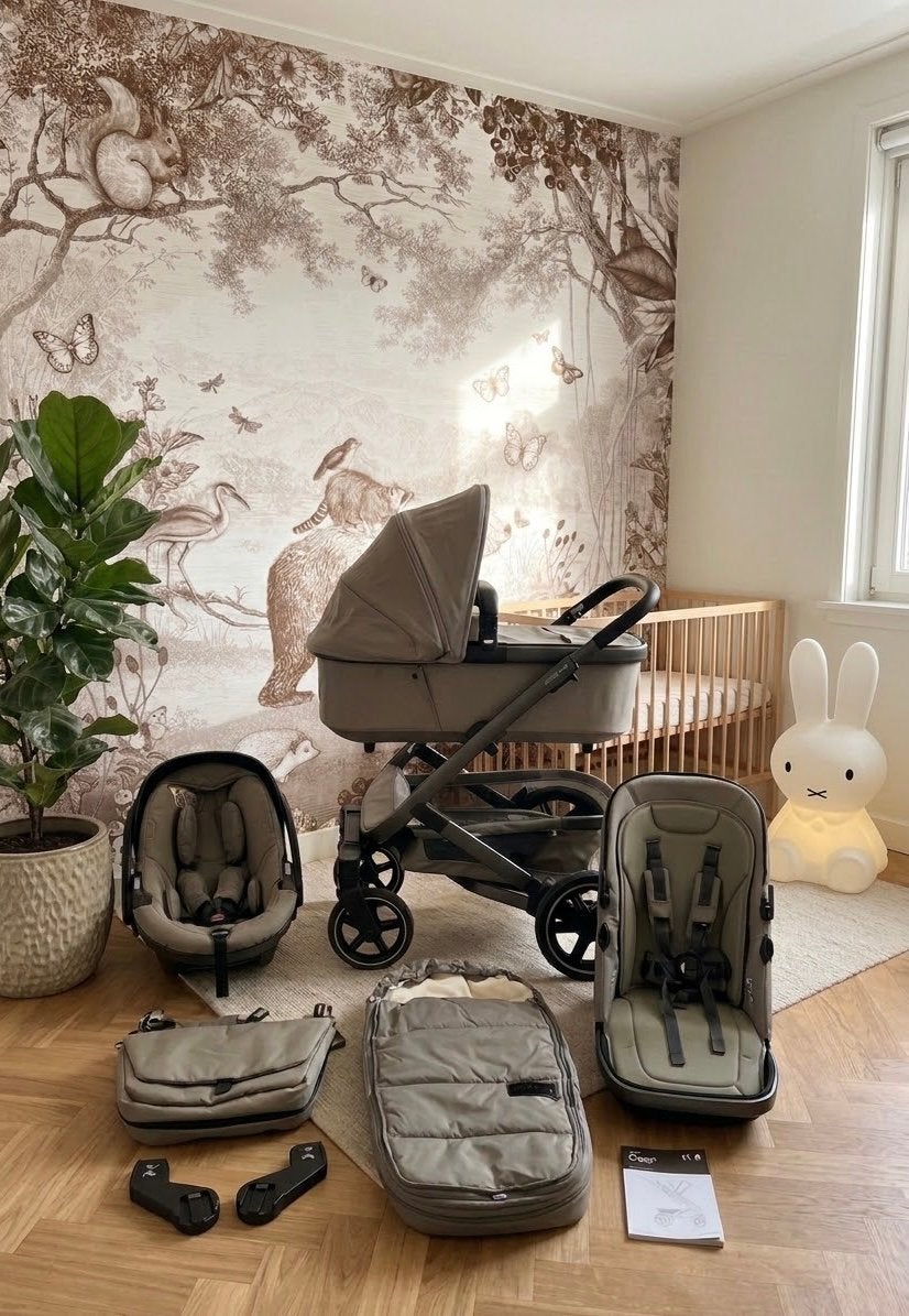 Joolz Sage Green Geo 3-in-1 complete set + maxixosi en base!, Zo goed als nieuw, Met autostoeltje, Ophalen, Kinderwagen