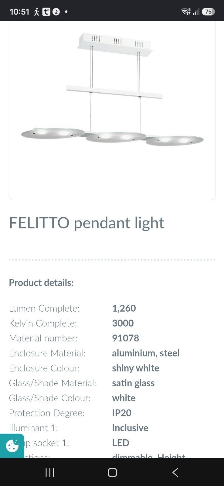 2 FELITTO LED Hanglamp - Wit, Aluminium & Staal, Nieuw, Overige fittingen, Ophalen of Verzenden, Glas