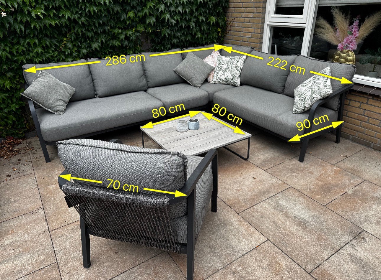 Luxe Tierra Outdoor Loungeset met Hoekbank en Fauteuil, Tuin en Terras, Ophalen, Zo goed als nieuw, Bank