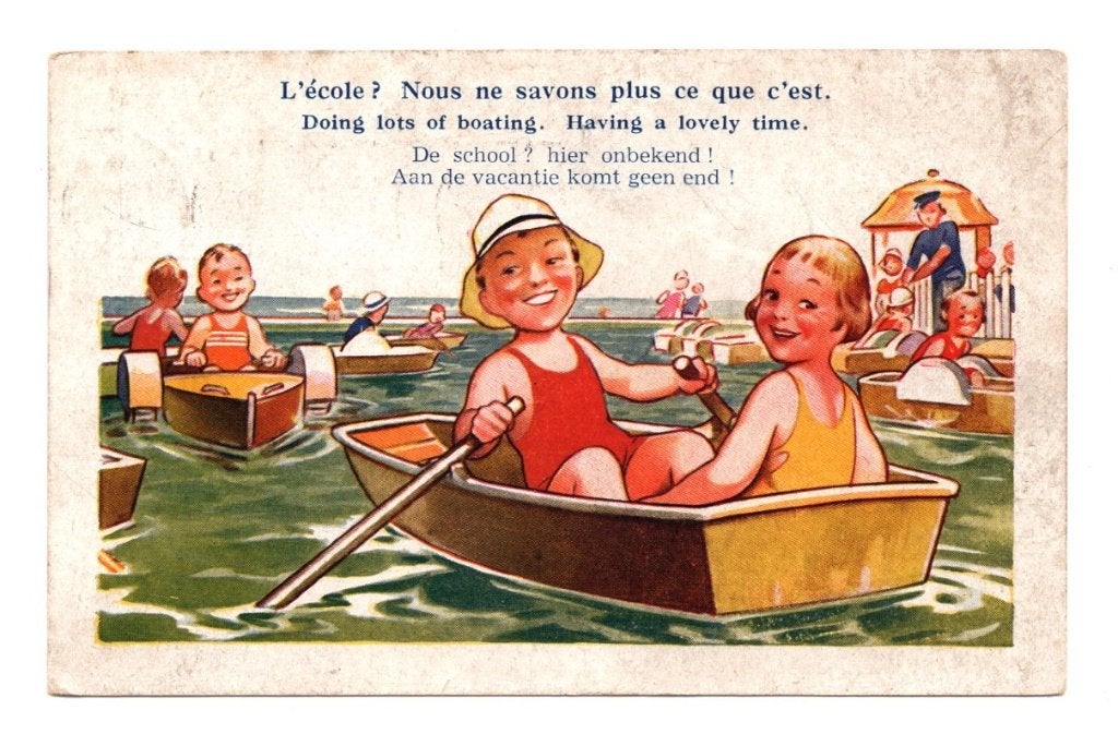 Oude Ansichtkaart Bamforth Kinderen Bootje Strand Gelopen, Ophalen of Verzenden, 1940 tot 1960, Gelopen, Kinderen