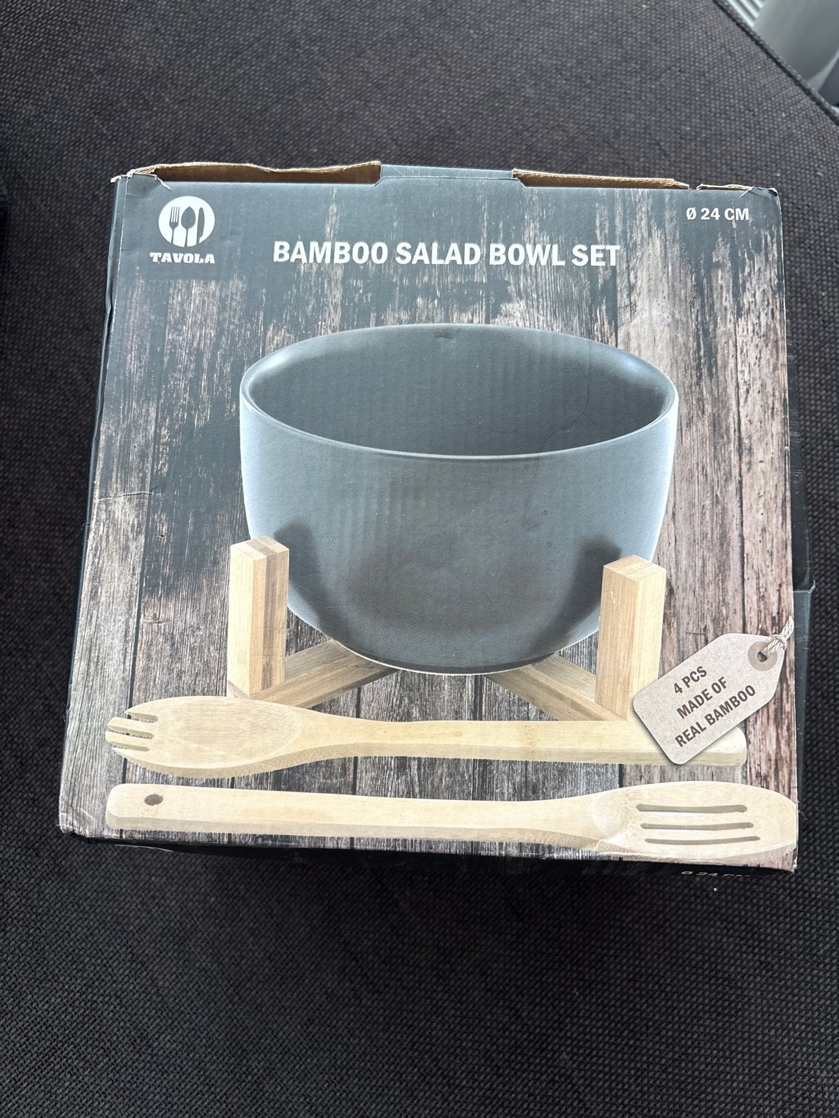 Tavola Bamboe Saladekom Set met Beschadigde Lepel, Ophalen, Hout, Meerkleurig, Overige merken