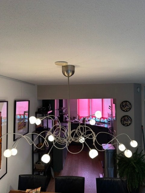 Harco Loor Design hanglamp met 14 melkglas bollen, Ophalen, Overige fittingen, Zo goed als nieuw, Glas