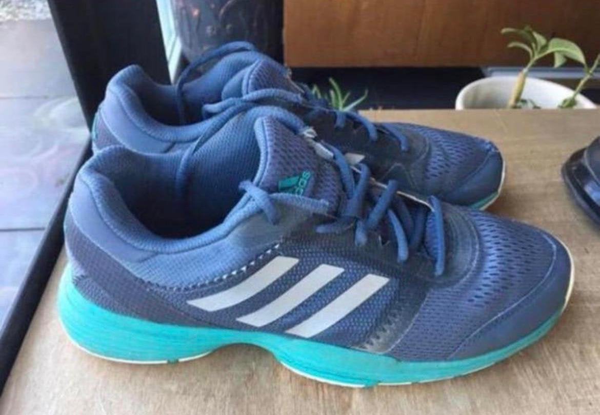Adidas sneakers tennis padel blauw met turquoise zool, Sport en Fitness, Gebruikt, Schoenen, L0, Ophalen