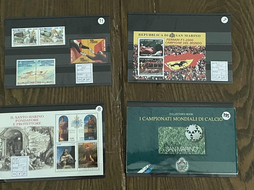 postzegels San Marino postzegels kaart 195+7+8+11, Verzenden