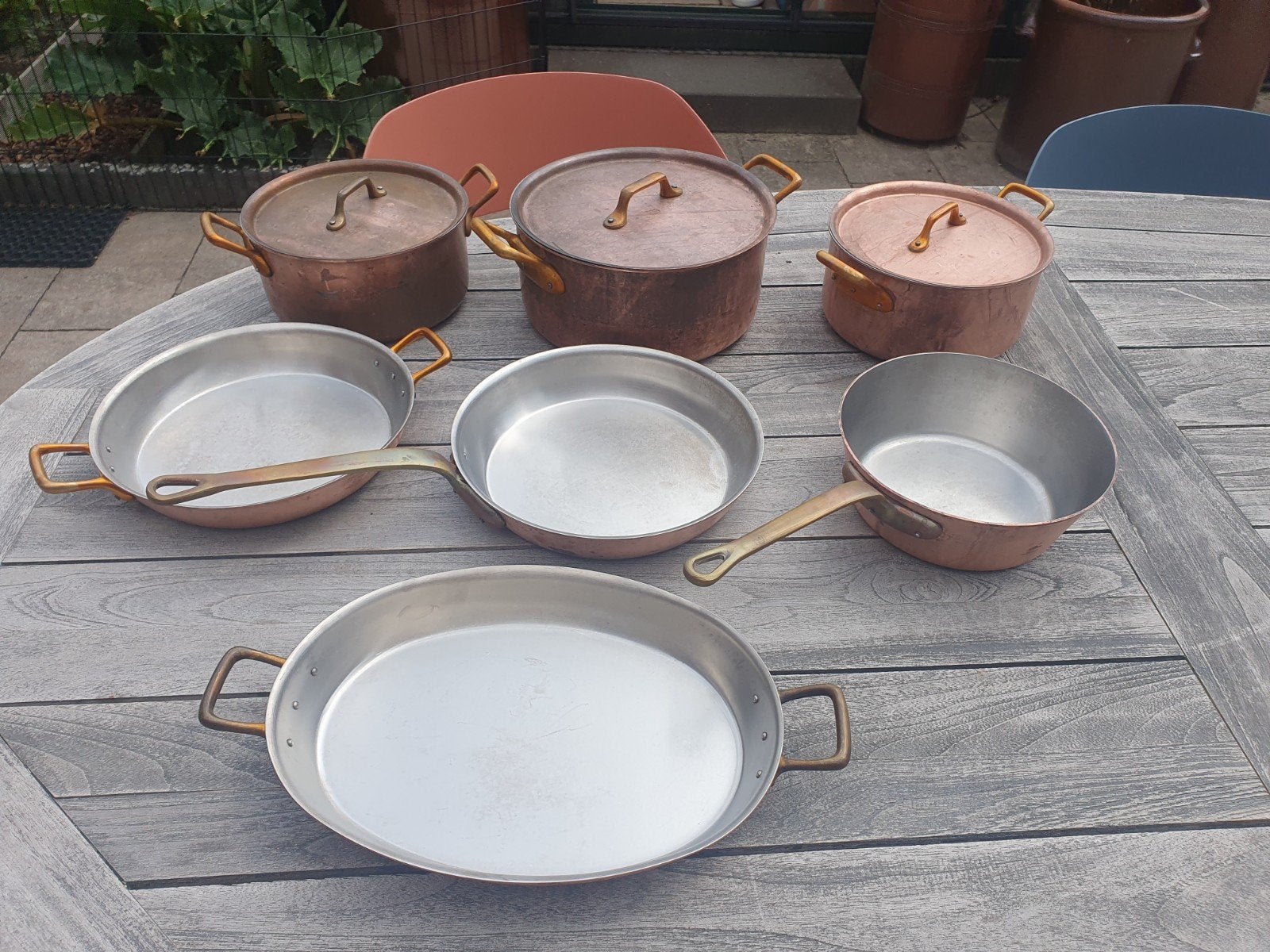 Wegro dikwandige  Koperen Pannenset - 7-delig, Pannenset, Ophalen of Verzenden, Met deksel, Overige merken