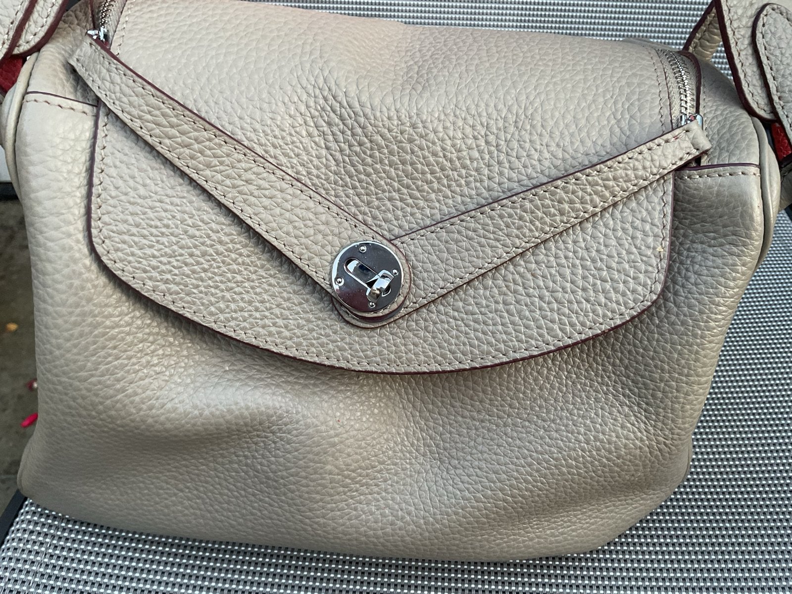 Stijlvolle beige handtas van korrelig leer (rek3), Ophalen of Verzenden, Zo goed als nieuw, Beige, Handtas