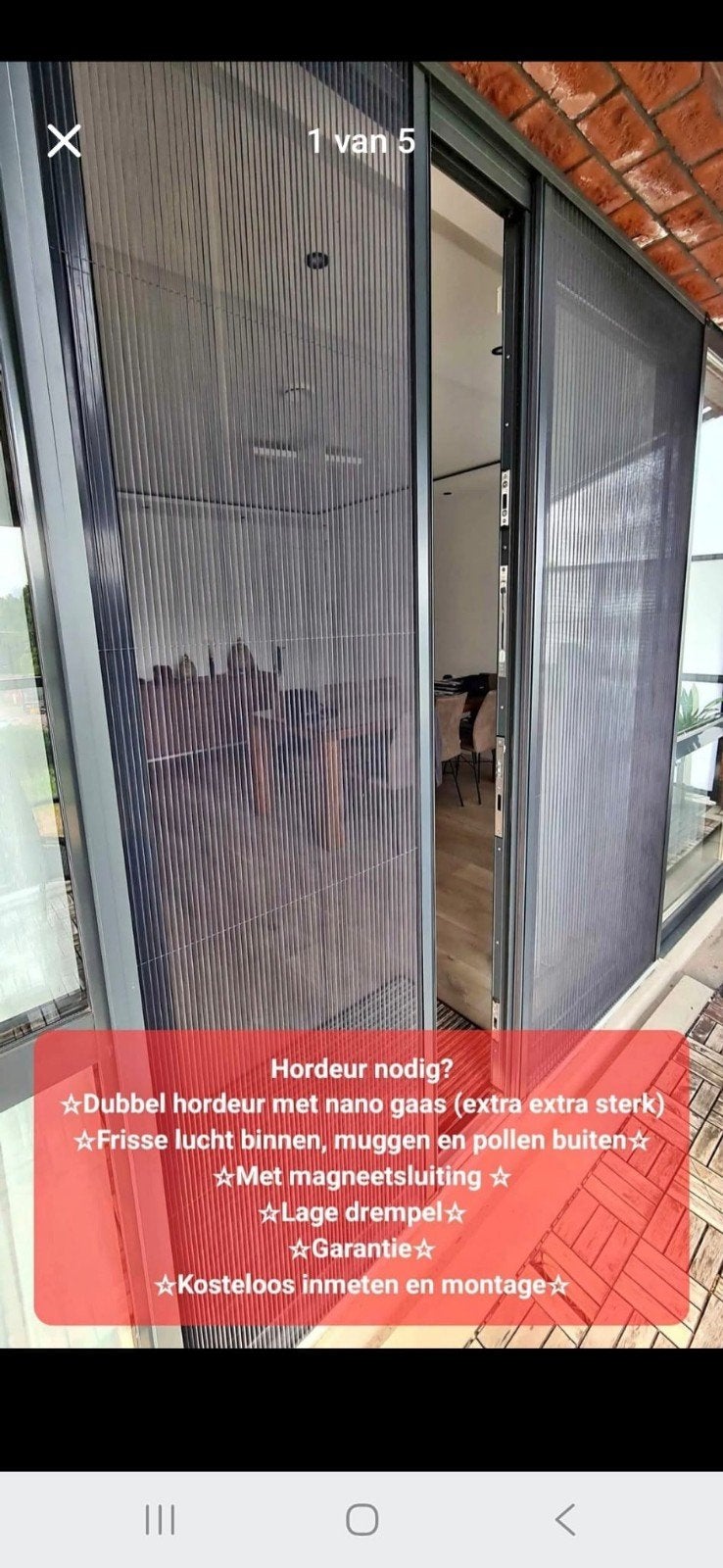 Hordeur met nano gaas en magneetsluiting, Ophalen of Verzenden, Hordeur, 200 tot 215 cm