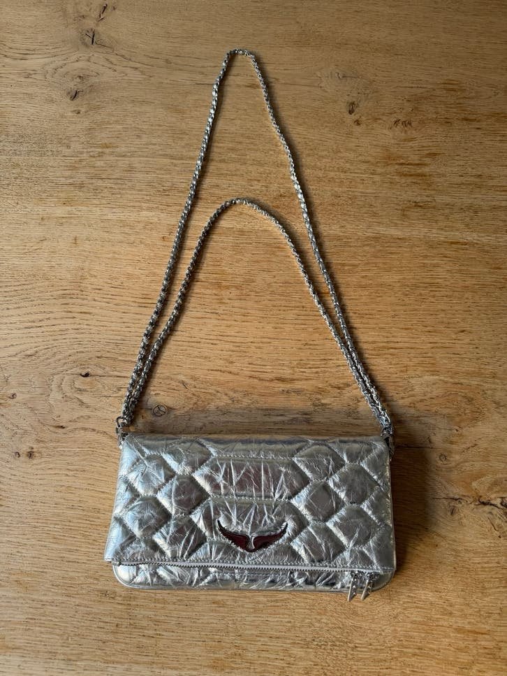 Zadig & Voltaire Rock Clutch Zilveren Schoudertasje, Ophalen of Verzenden, Zo goed als nieuw, Overige kleuren, Schoudertasje