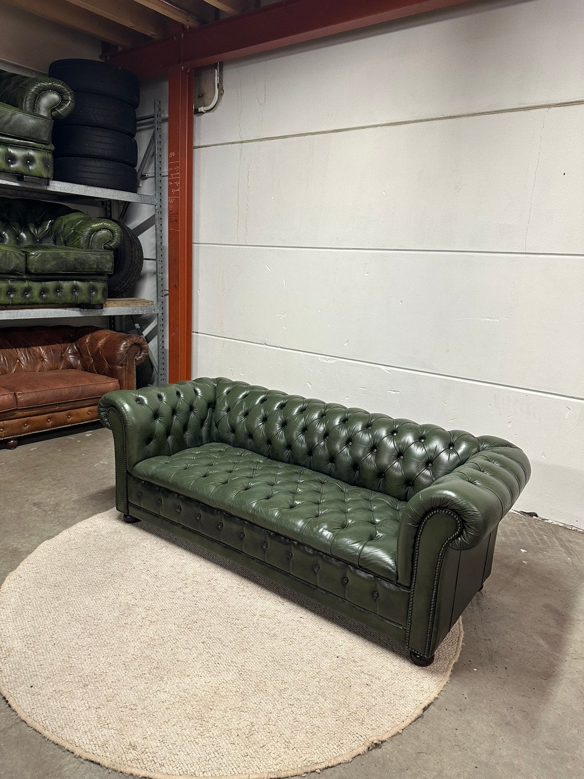 Groene chesterfield bank bankstel 3 zits vintage, 2871SK, Verzenden, Klassieke, Mariansoliak8@gmail.com
