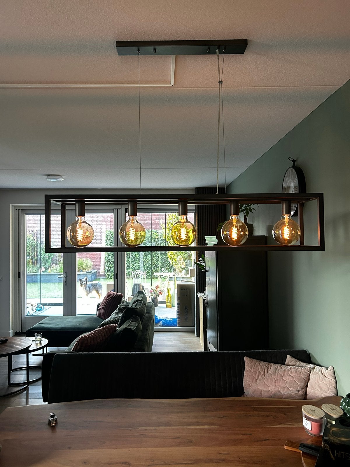 Moderne LED Hanglamp 1.20m breed - Industrieel Design, Ophalen, Zo goed als nieuw, Metaal, E27 (groot)