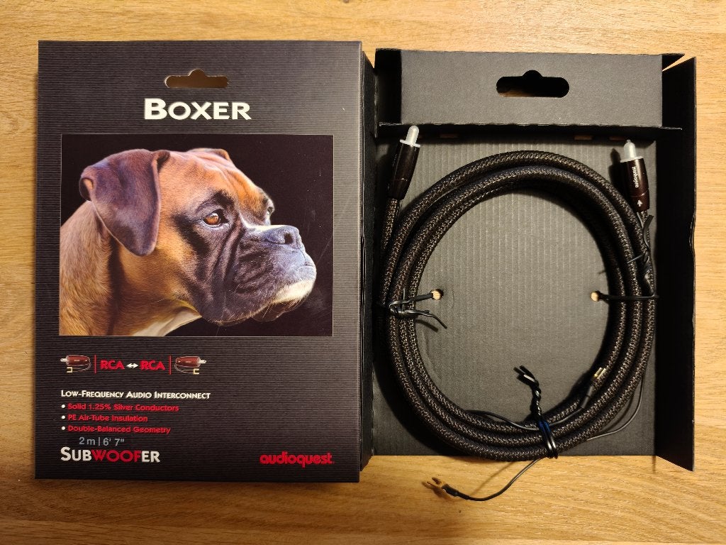 Audioquest Boxer subwooferkabel 2 meter - zgan, Ophalen of Verzenden, Zo goed als nieuw, 2 tot 5 meter, Interlink-kabel