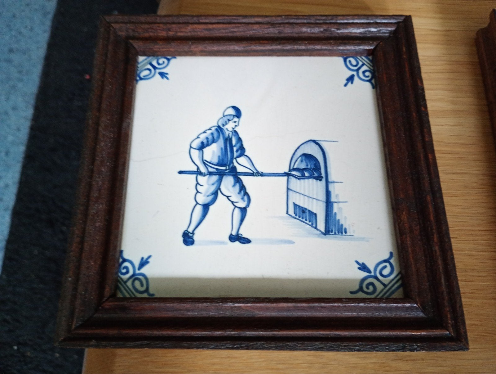 Delfts Blauw Tegeltableau Bakker Bakovenscène, Ophalen of Verzenden