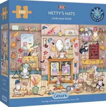 Gibsons - Hetty’s Hats - 500 stukjes, Ophalen of Verzenden, 500 t/m 1500 stukjes, Nieuw, Legpuzzel