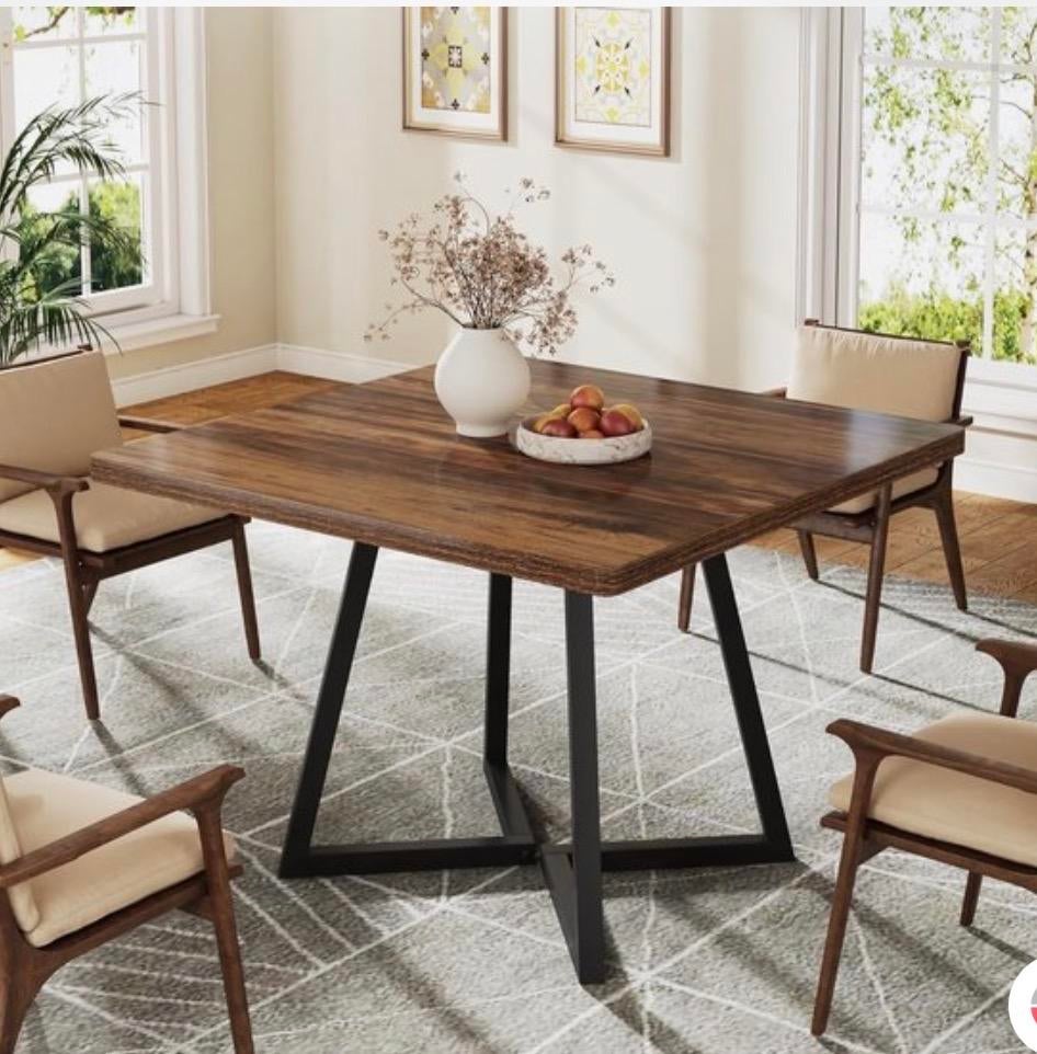 vierkante walnoot tafel, nieuw in doos, Vierkant, Zo goed als nieuw, Vier personen, Overige houtsoorten
