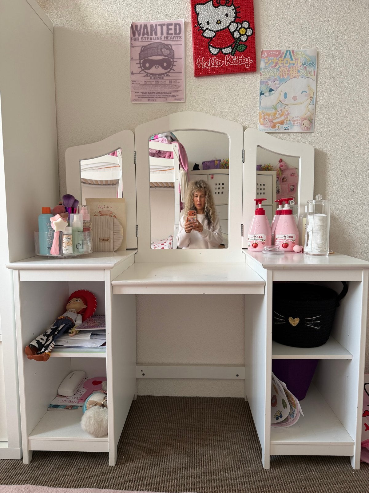 Kinderen witte kaptafel met spiegel en opbergruimte, Ophalen, Minder dan 50 cm, Gebruikt, 100 tot 150 cm