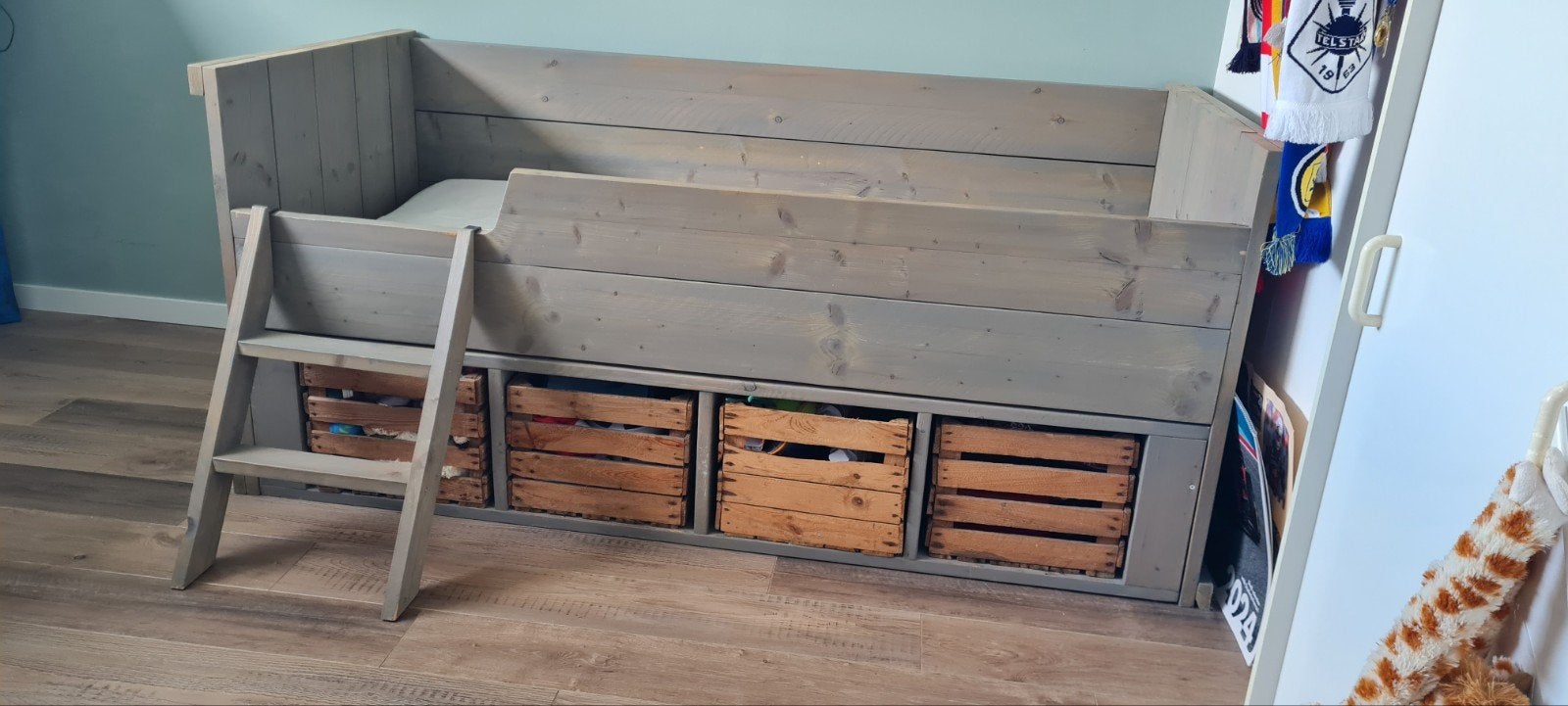 Kajuitbed greywash, 90 cm, Ophalen of Verzenden, Zo goed als nieuw, 200 cm