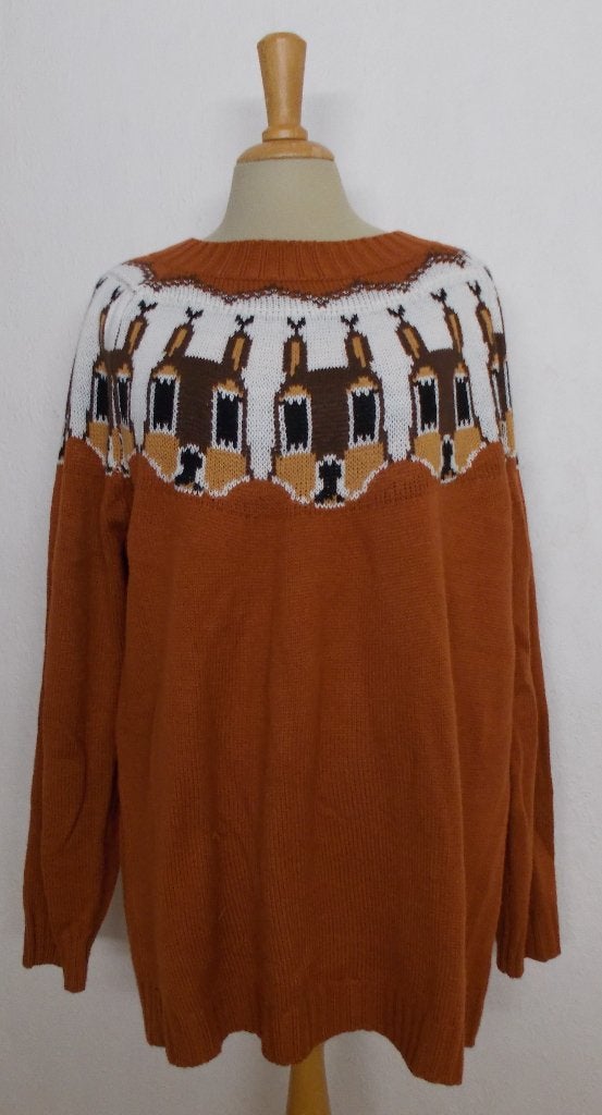 Grappige eekhoorn/Noors zachte en soepele bruine trui! XL, Verzenden, Zo goed als nieuw, Maat 46/48 (XL) of groter, Bruin