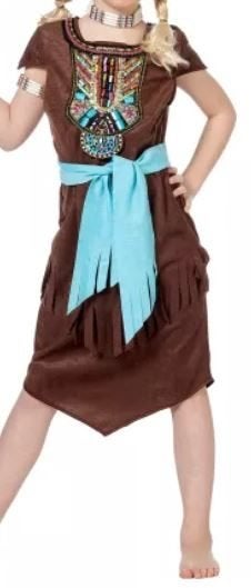 Leuk bruin/rood/blauw INDIAAN/NATIVE AMERICAN jurk, Ophalen of Verzenden, Gebruikt, 122 t/m 128, Meisje