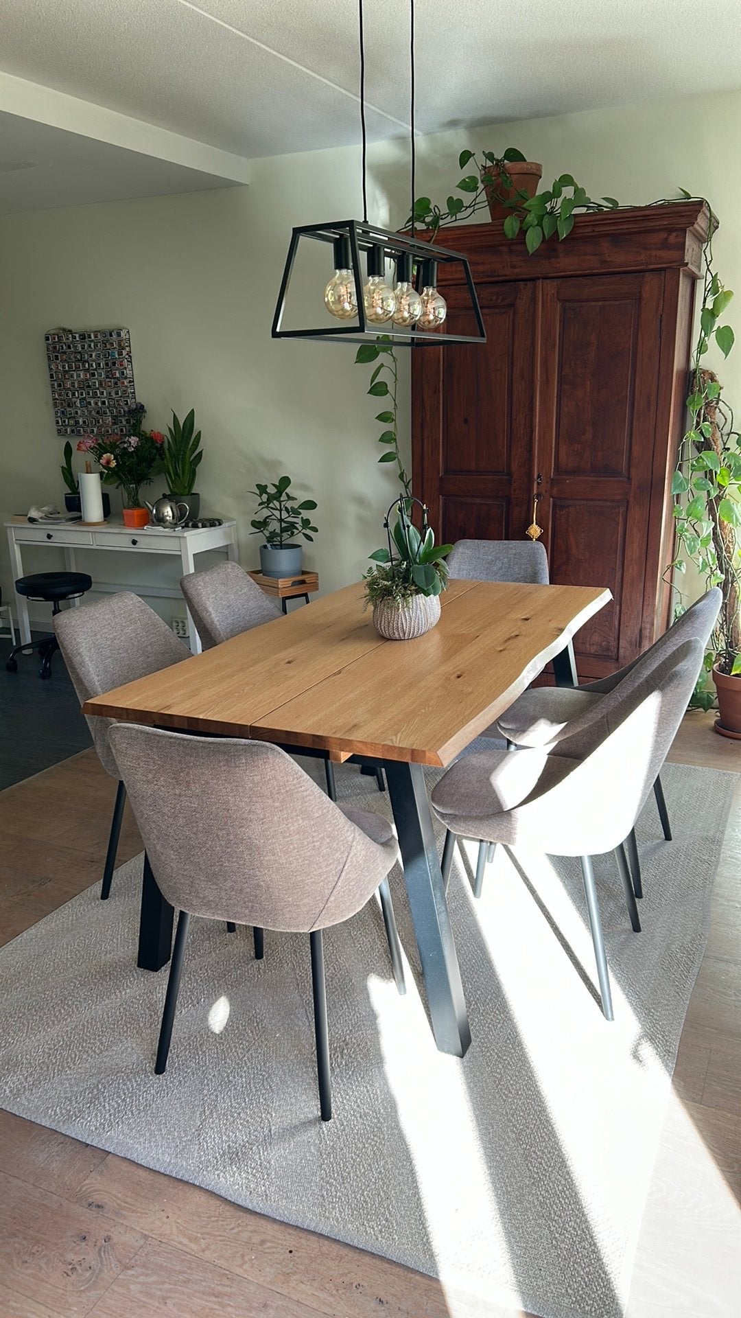 Eettafel en 6 stoelen (z.g.a.n.) JYSK, Huis en Inrichting, Ophalen, Zweeds design, Eikenhout, 50 tot 100 cm