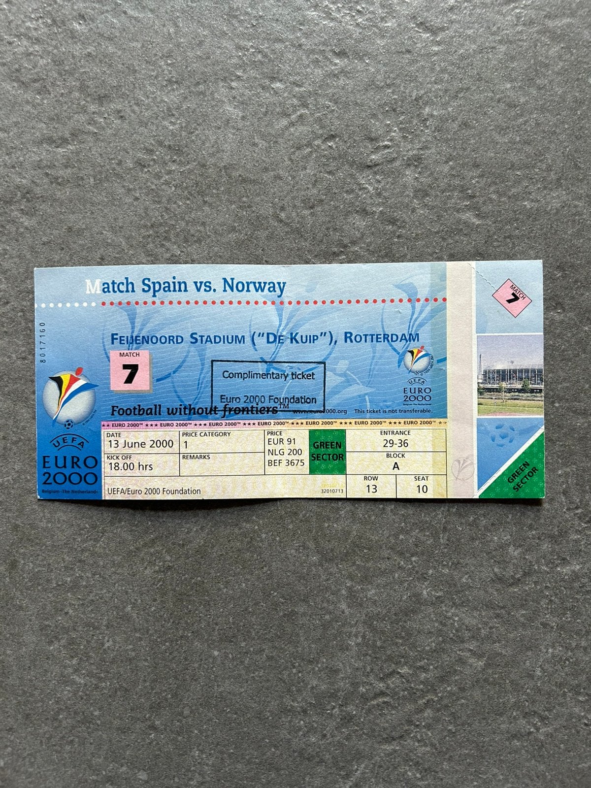 Spanje - Noorwegen ticket, Ophalen of Verzenden, Buitenlandse clubs, Overige typen
