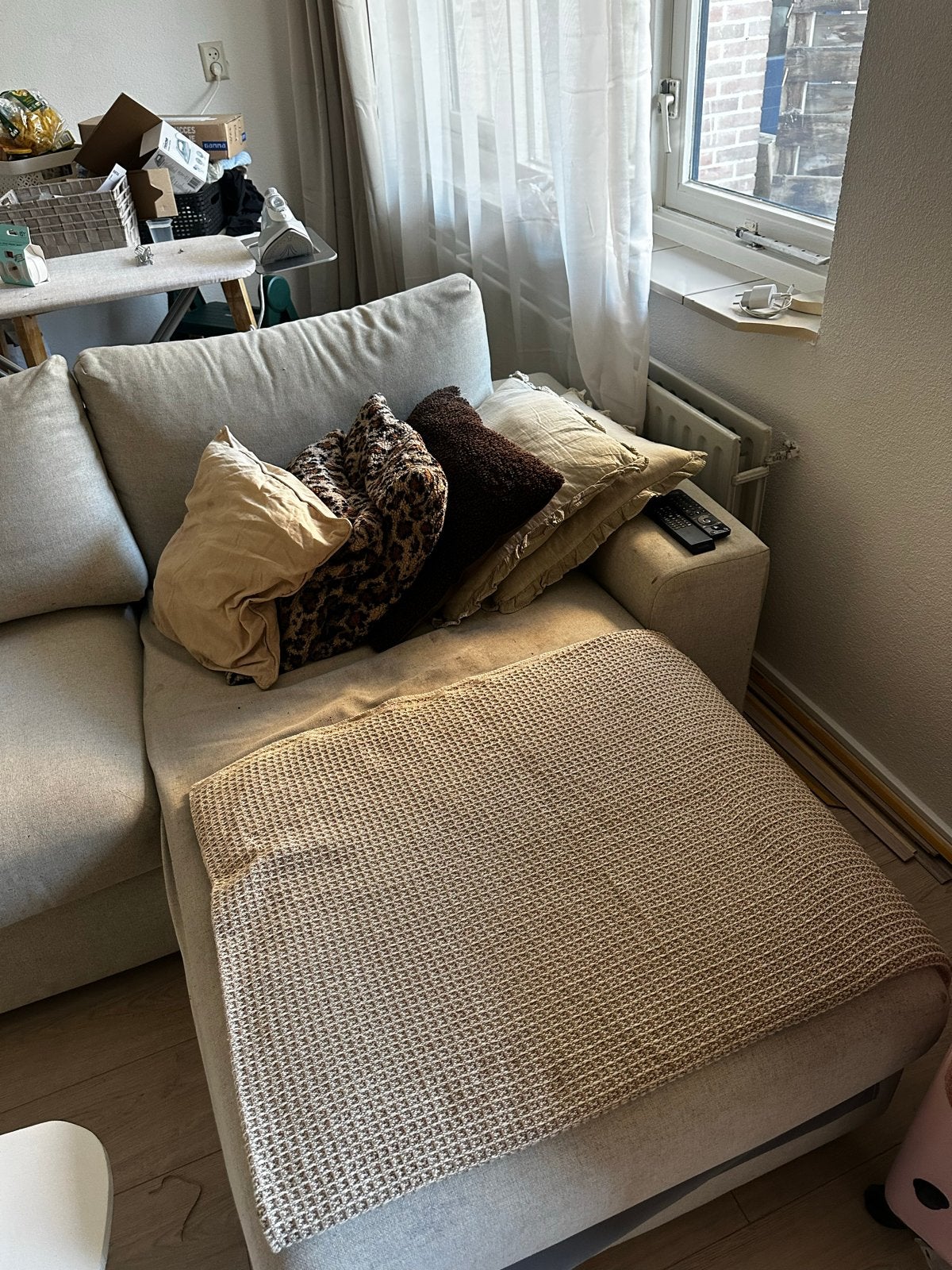 IKEA Vimle 3-zits slaapbank met opberghoekdeel, Ophalen, Gebruikt, Beige, Tweepersoons