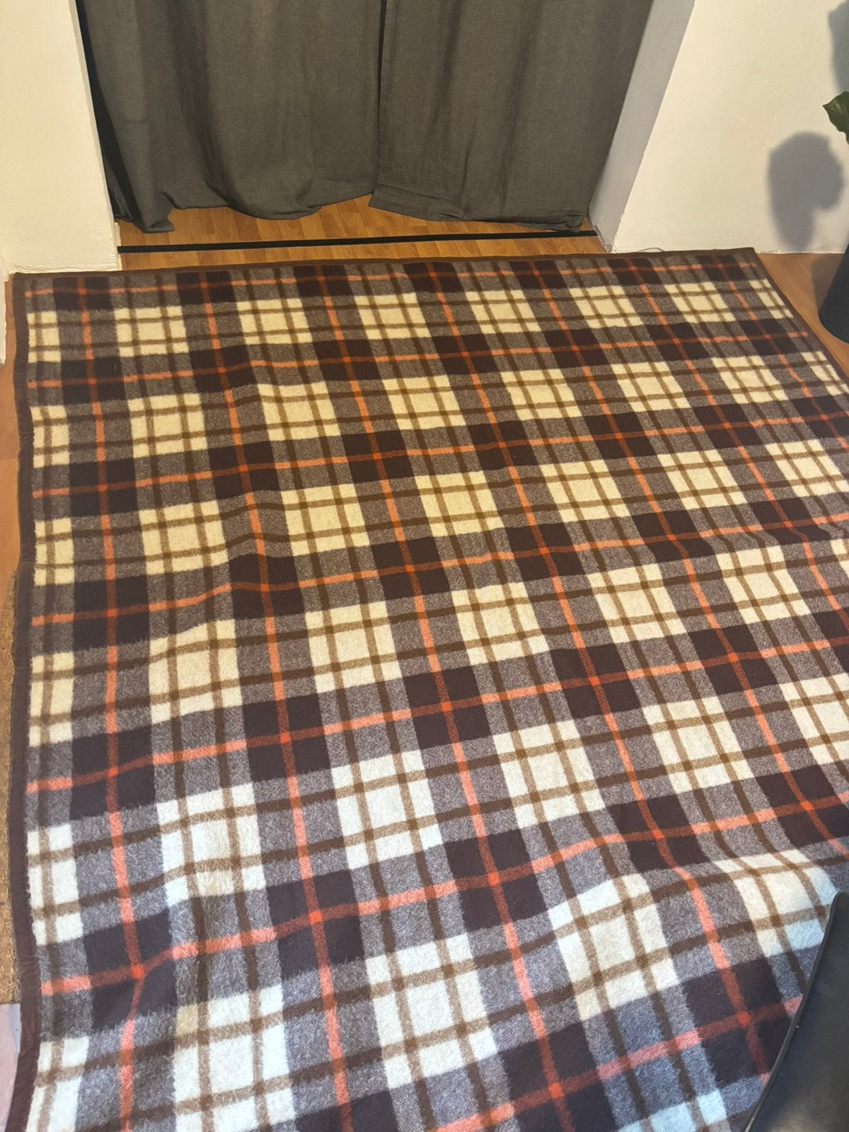 Vintage Zaalberg wollen deken - 225 x 240 cm, Bruin, Ophalen of Verzenden, Zo goed als nieuw, 200 cm of meer