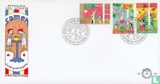 FDC E329 Kinderzegels 1994 NL onbeschreven, Ophalen of Verzenden, Nederland