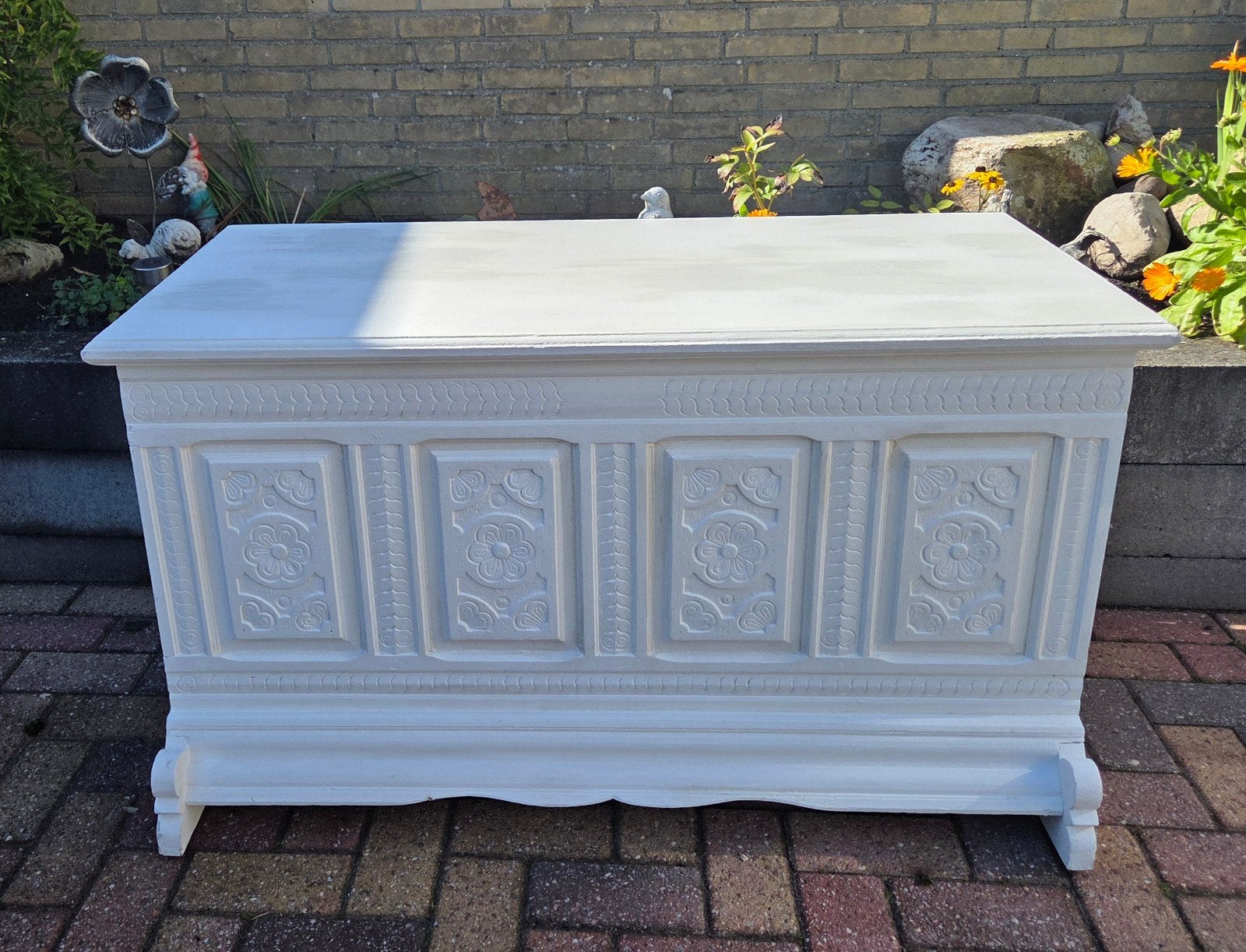 Brocante dekenkist - wit geverfd, Ophalen
