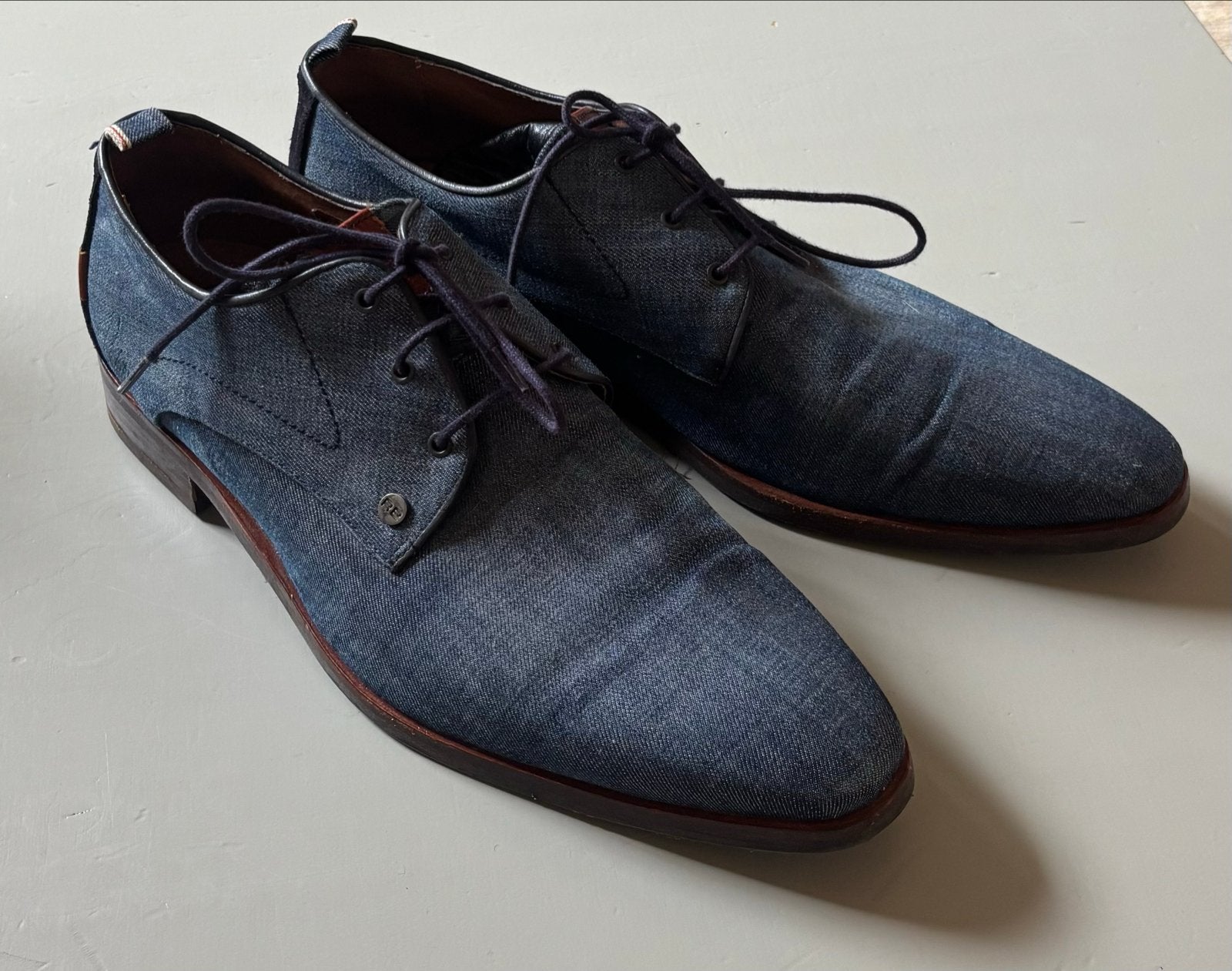 Maat 48 Rehab nette schoenen denim blauw, Kleding | Heren, Schoenen, Ophalen of Verzenden, Gedragen, Blauw, Veterschoenen
