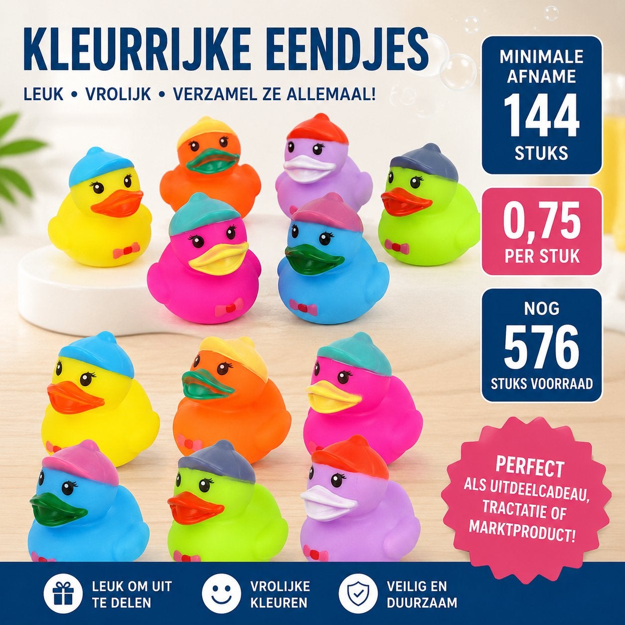 Kleurrijke Eendjes - Perfect als Uitdeelcadeau, Ophalen of Verzenden, Nieuw