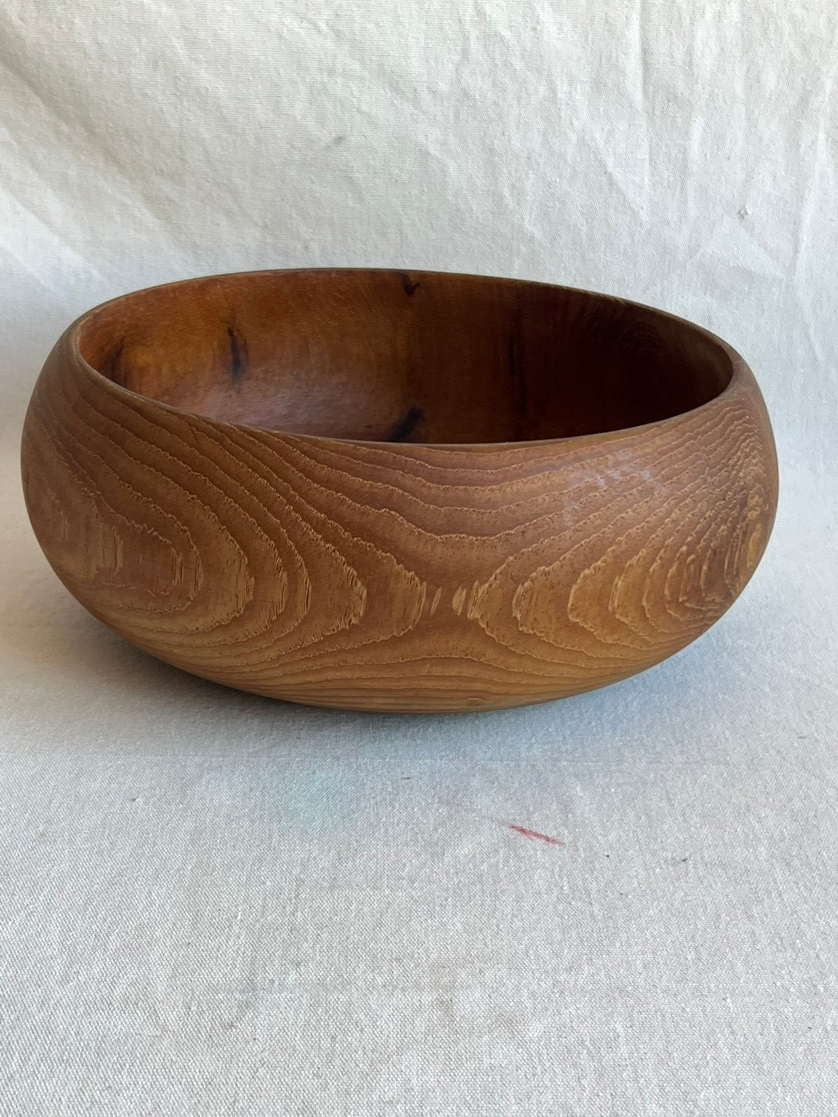 Teak houten sla schaal Ø 22cm, Gebruikt, Schaal, Rond, Ophalen of Verzenden