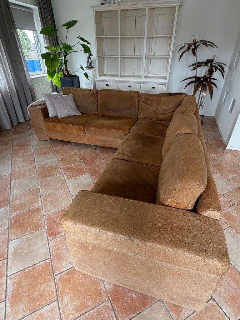 Hoekbank Piet Klerkx, model Maxim, leer, Ophalen, 250 tot 300 cm, Gebruikt, Hoekbank