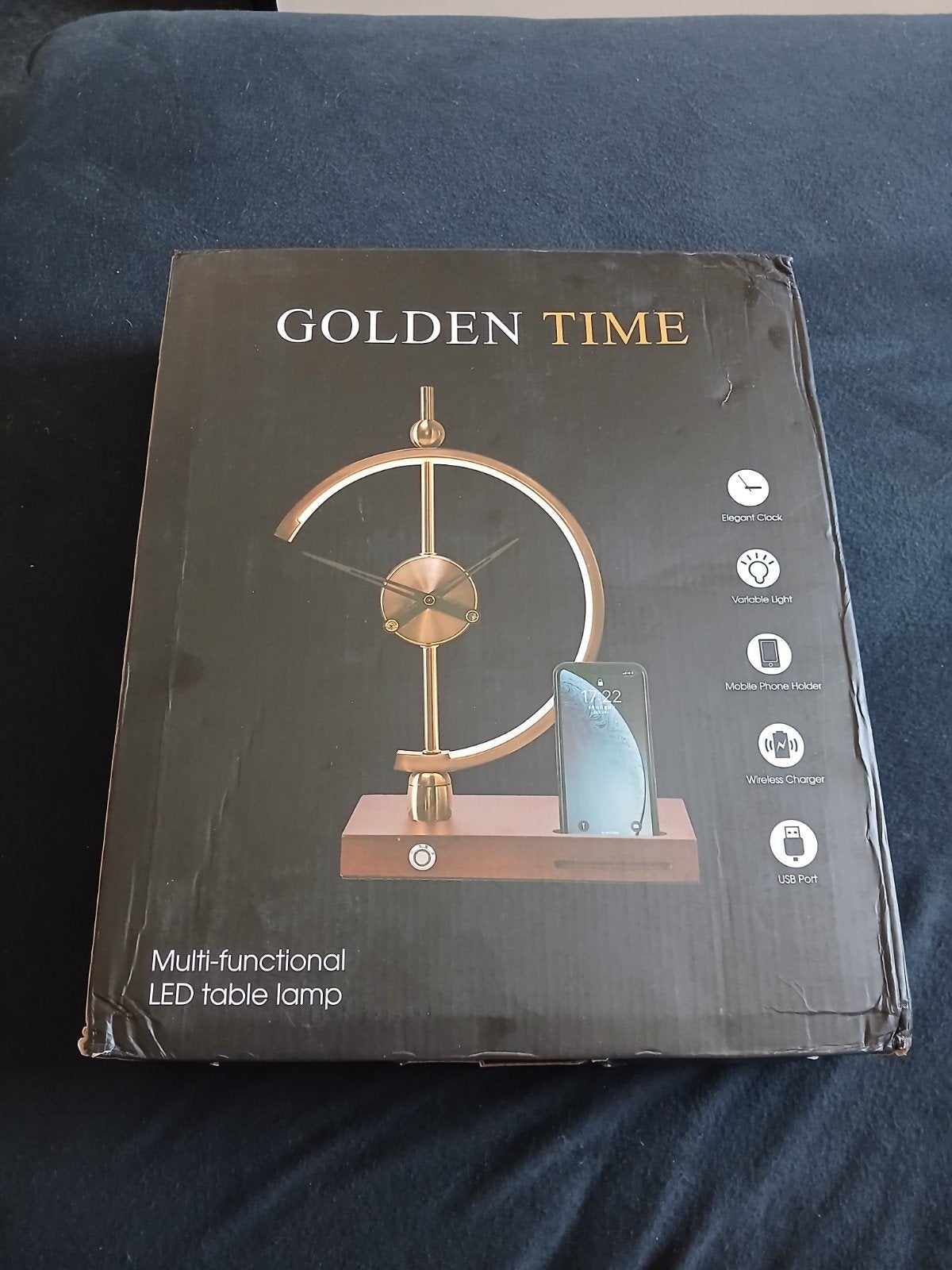 Golden Time 5-in-1 LED designlamp | klok | draadloze oplader, Ophalen of Verzenden