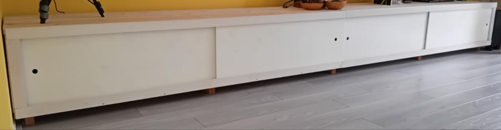 Lang dressoir steigerhout wit en glitter (lage lange kast), Ophalen