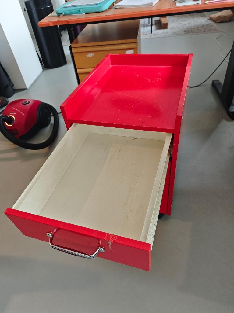 rode ladekast, Huis en Inrichting, Kasten | Ladekasten, Ophalen, Gebruikt, 50 tot 100 cm, 3 of 4 laden