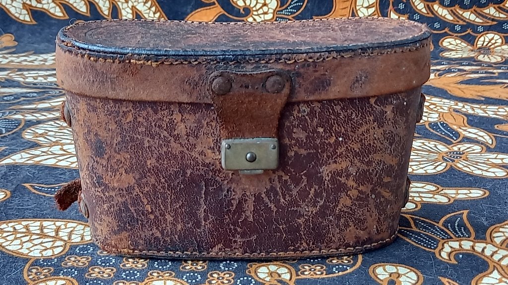 Antieke verrekijker uit Duitsland in leder foedraal 15,5 cm., Antiek en Kunst, Ophalen of Verzenden