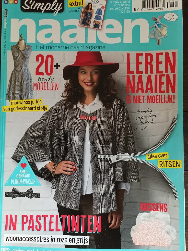 Simply creatief extra naaien  januari 2016, Hobby en Vrije tijd, Kledingpatronen, Ophalen of Verzenden, Zo goed als nieuw, Vrouw