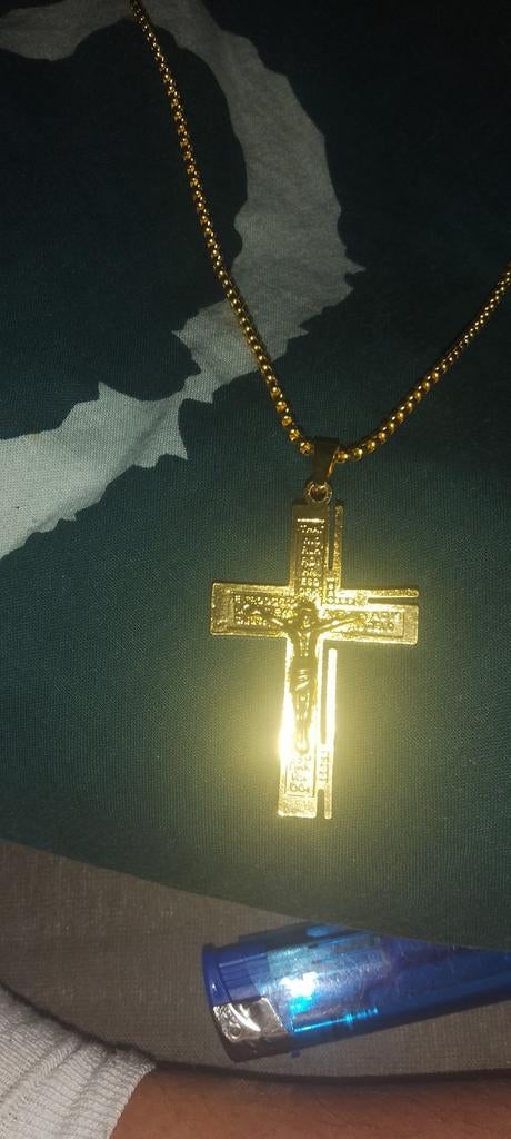 Jezus Christus hanger met goudkleurige ketting, Sieraden, Tassen en Uiterlijk, Kettingen, Ophalen of Verzenden