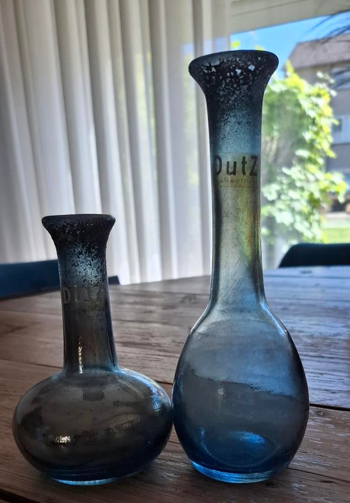 Dutz Collection glazen vazen - set van 2, Huis en Inrichting, Woonaccessoires | Vazen, 50 tot 75 cm, Blauw, Ophalen of Verzenden