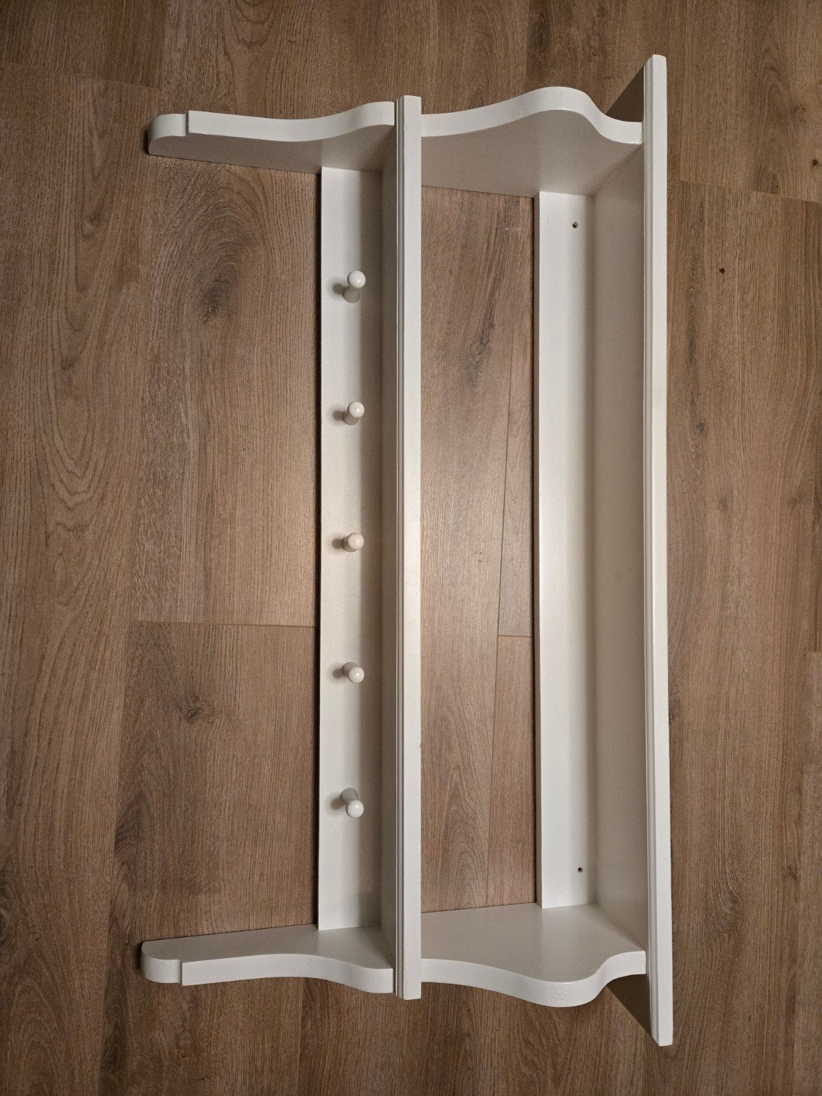 Witte wandkapstok met 2 plankjes en haken, 120x62 cm, Gebruikt, Minder dan 100 cm, Hout, Ophalen
