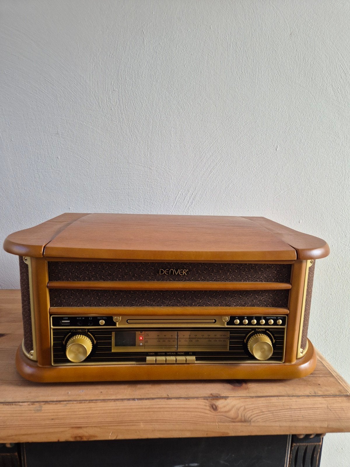 Denver Platenspeler met Radio, CD en Cassette - Retro Stijl, Ophalen, Gebruikt, Platenspeler, Overige merken