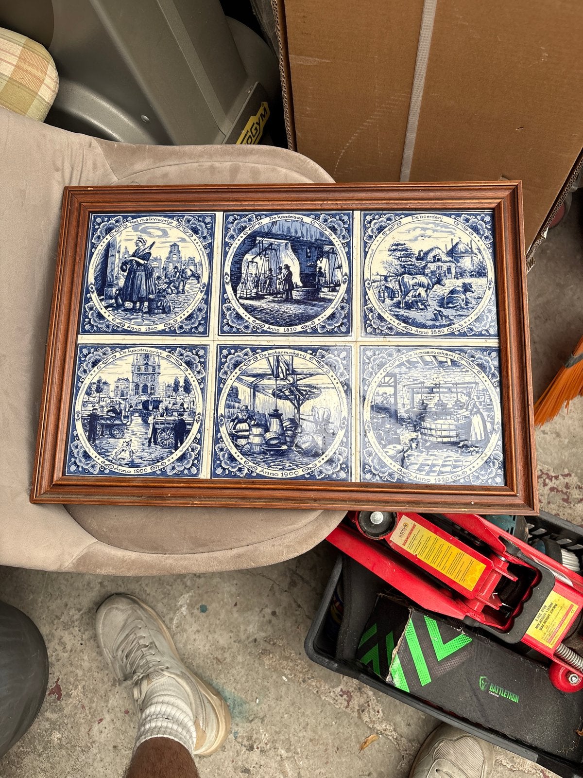 Delfts Blauw Tegeltableau met Historische Scènes, Antiek en Kunst, Antiek | Wandborden en Tegels, Ophalen
