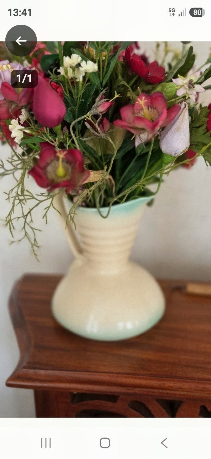 Vintage art deco Crème/Mintgroen Velsen potterij, Ophalen, Gebruikt, Inclusief decoratie, Meerkleurig