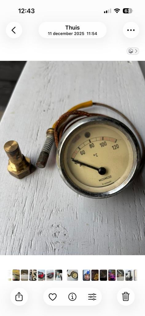Motometer temperatuurmeter W-Germany, Auto-onderdelen, Ophalen of Verzenden, Gebruikt, Oldtimer onderdelen