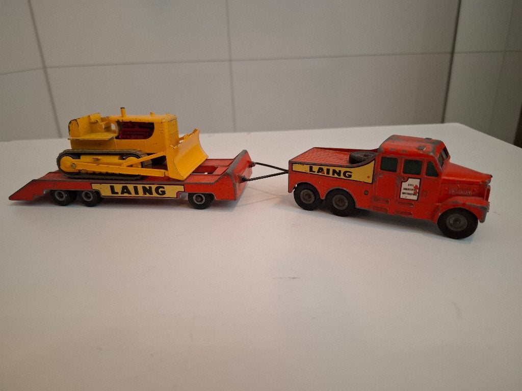 Matchbox King Size Scammell + bulldozer (K-8), Ophalen of Verzenden, Gebruikt, Bus of Vrachtwagen